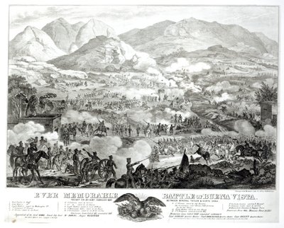 Ever Memorable Battle of Buena Vista, Fought on 22nd and 23rd February 1847, Between General Taylor and Santa Anna by American School